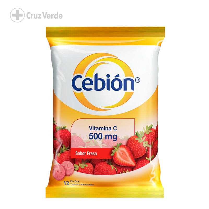 Cebion Fresa 500mg 12 Tableta Masticable (1 Sobre)