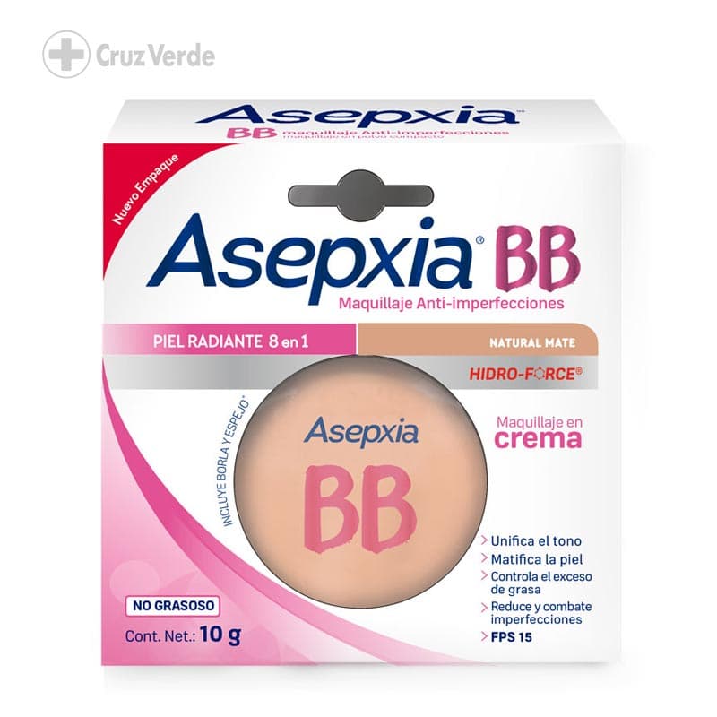 Asepxia Bb Maquillaje Natural Mate Spf15 10g Polvo Compacto