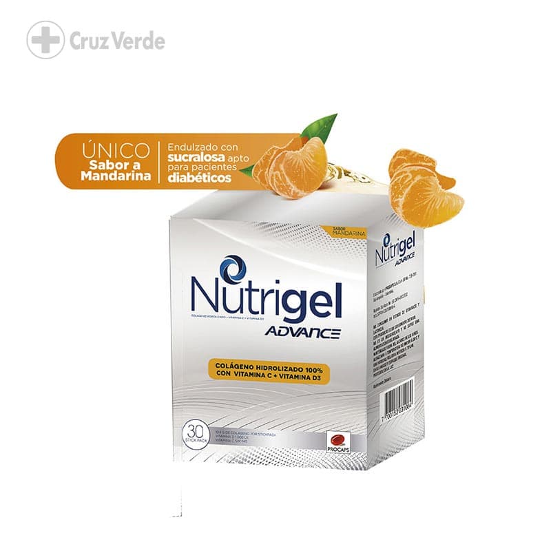 Nutrigel Adv Mandarina 10g/500mg/1000ui 30 Sobre Polvo