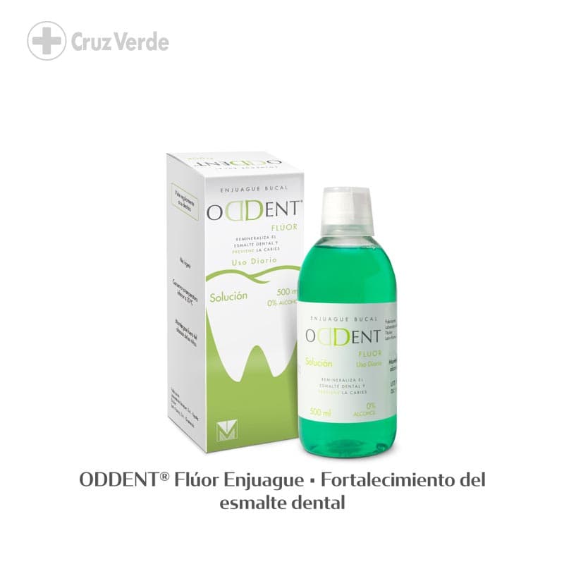 Oddent Fluor Uso Diario Etiqueta Verde Claro 500ml Enjuague Bucal