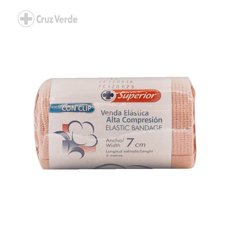 Superior Venda Elastica Con Clip 1 Rollo 3"x5m