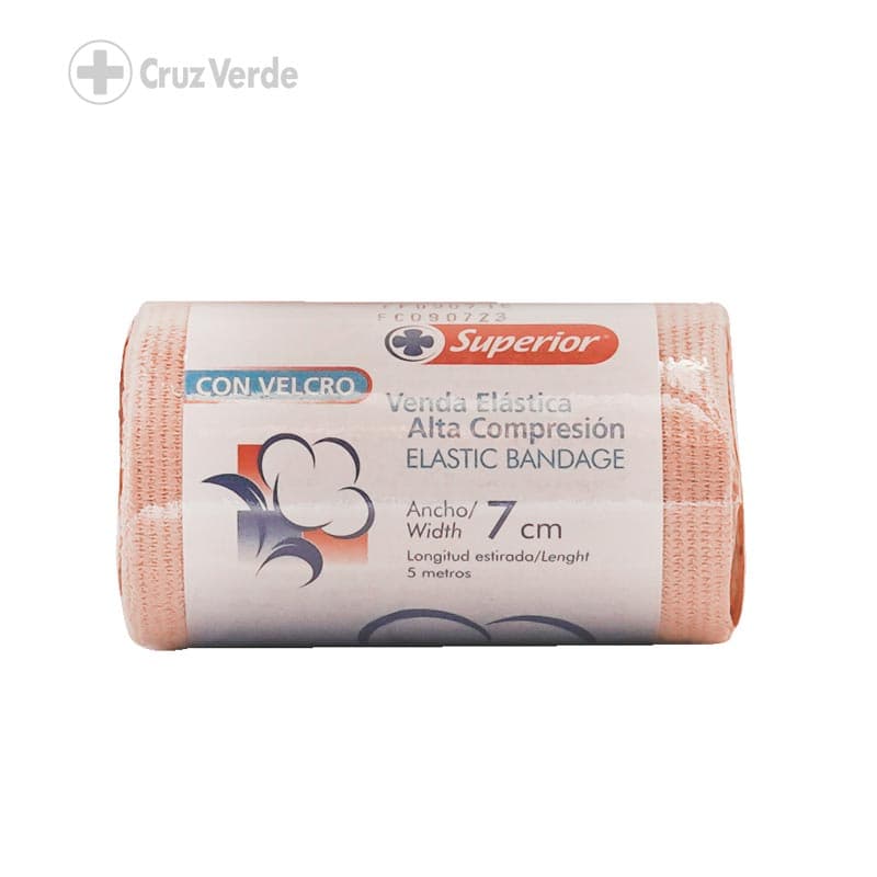 Superior Venda Elastica Con Velcro 1 Rollo 3"x5m