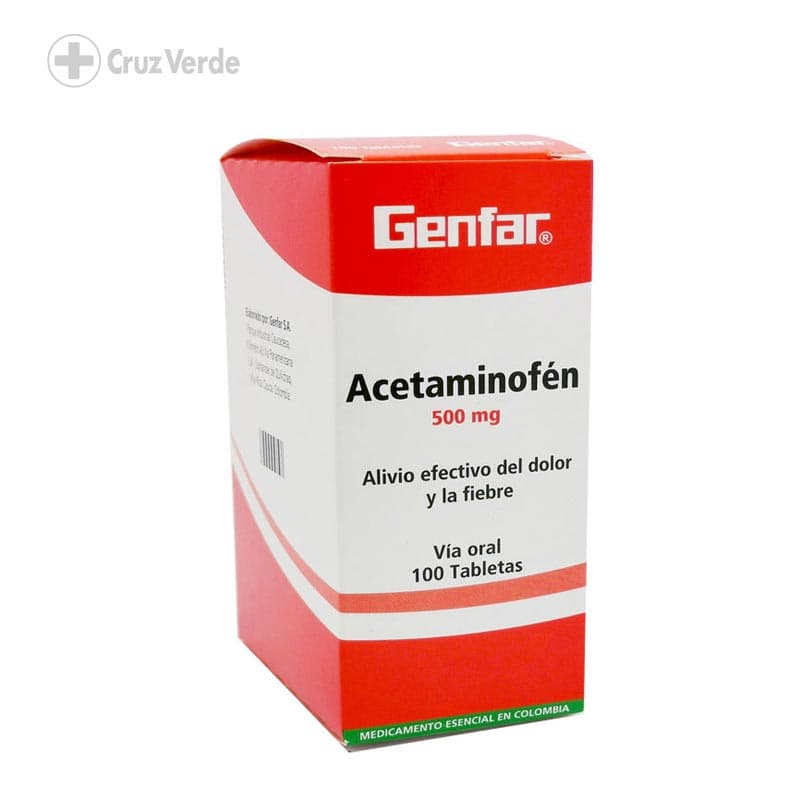 Acetaminofen Genfar 500mg 100 Tableta (disp)