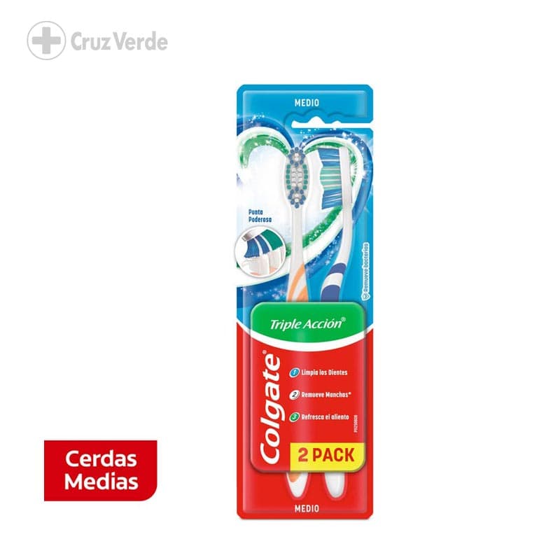 Colgate Cepillo Dental Triple Accion Medio 2 Unidad
