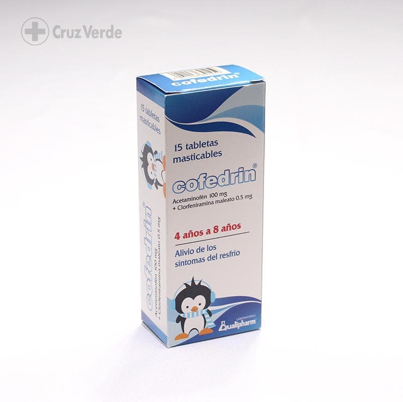 Cofedrin 4-8 Años 100mg/0.5mg 15 Tableta Masticable