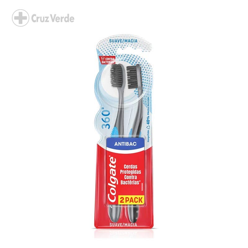 Colgate Cepillo Dental 360 Antibacterial Suave 2 Unidad (pack)