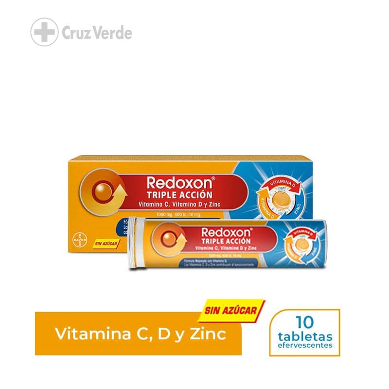 Redoxon Triple Accion Naranja 1000mg/400ui/10mg 10 Tableta Efervescente